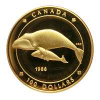 100 Dollar Canada Grönlandwal polierte Platte mit Etui und Zertifikat PP, mit Zertifikat